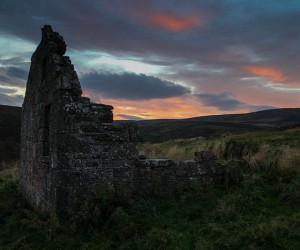 The ruin on Cairn o' Mount at sunset, by David Fowlie The ruin on Cairn o' Mount at Sunset